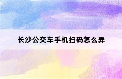 长沙公交车手机扫码怎么弄