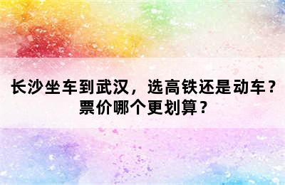 长沙坐车到武汉，选高铁还是动车？票价哪个更划算？