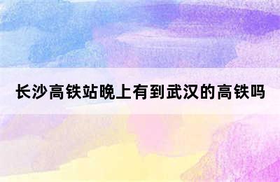 长沙高铁站晩上有到武汉的高铁吗