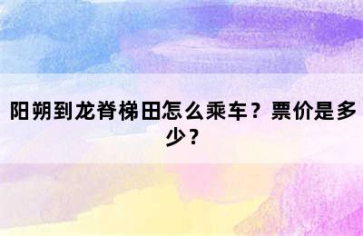阳朔到龙脊梯田怎么乘车？票价是多少？
