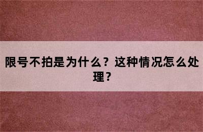 限号不拍是为什么？这种情况怎么处理？