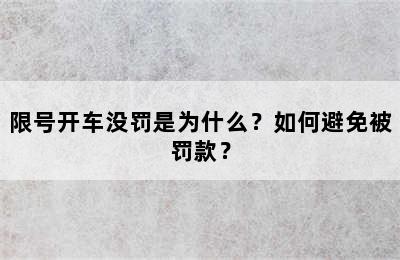 限号开车没罚是为什么？如何避免被罚款？