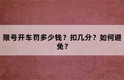 限号开车罚多少钱？扣几分？如何避免？