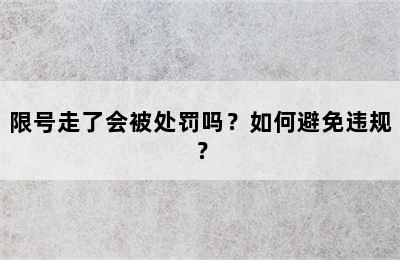 限号走了会被处罚吗？如何避免违规？