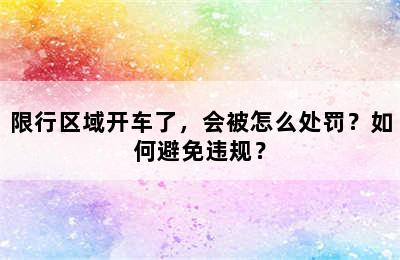 限行区域开车了，会被怎么处罚？如何避免违规？