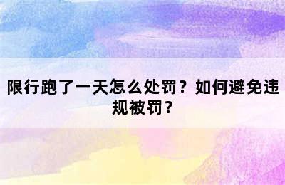 限行跑了一天怎么处罚？如何避免违规被罚？