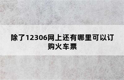 除了12306网上还有哪里可以订购火车票