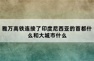 雅万高铁连接了印度尼西亚的首都什么和大城市什么