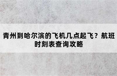 青州到哈尔滨的飞机几点起飞？航班时刻表查询攻略