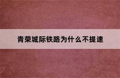 青荣城际铁路为什么不提速