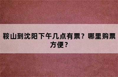 鞍山到沈阳下午几点有票？哪里购票方便？
