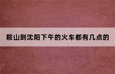 鞍山到沈阳下午的火车都有几点的
