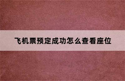 飞机票预定成功怎么查看座位