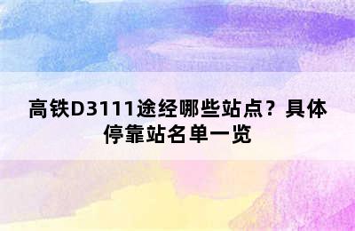 高铁D3111途经哪些站点？具体停靠站名单一览