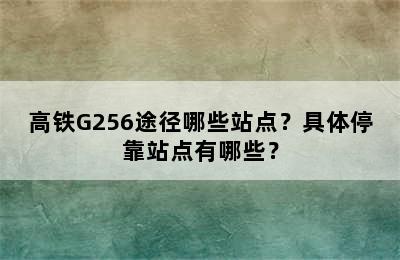 高铁G256途径哪些站点？具体停靠站点有哪些？