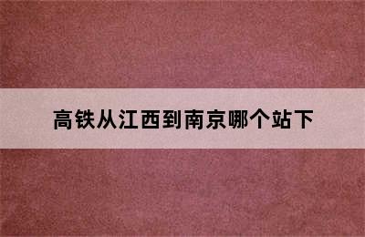 高铁从江西到南京哪个站下