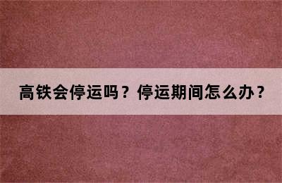 高铁会停运吗？停运期间怎么办？
