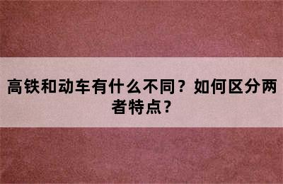 高铁和动车有什么不同？如何区分两者特点？