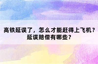 高铁延误了，怎么才能赶得上飞机？延误赔偿有哪些？