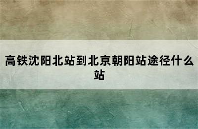 高铁沈阳北站到北京朝阳站途径什么站