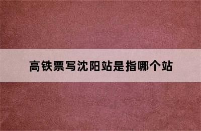 高铁票写沈阳站是指哪个站