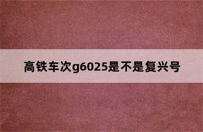 高铁车次g6025是不是复兴号