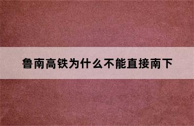 鲁南高铁为什么不能直接南下