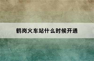 鹤岗火车站什么时候开通