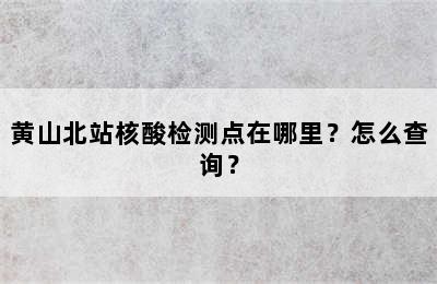 黄山北站核酸检测点在哪里？怎么查询？