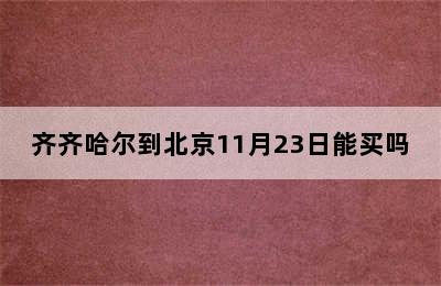 齐齐哈尔到北京11月23日能买吗